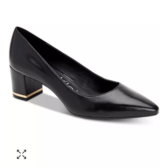 NEW Calvin Klein Women’s Nita Pointy Toe Pumps Heels Black Gold Trim Size 8 NIB - Picture 1 of 15